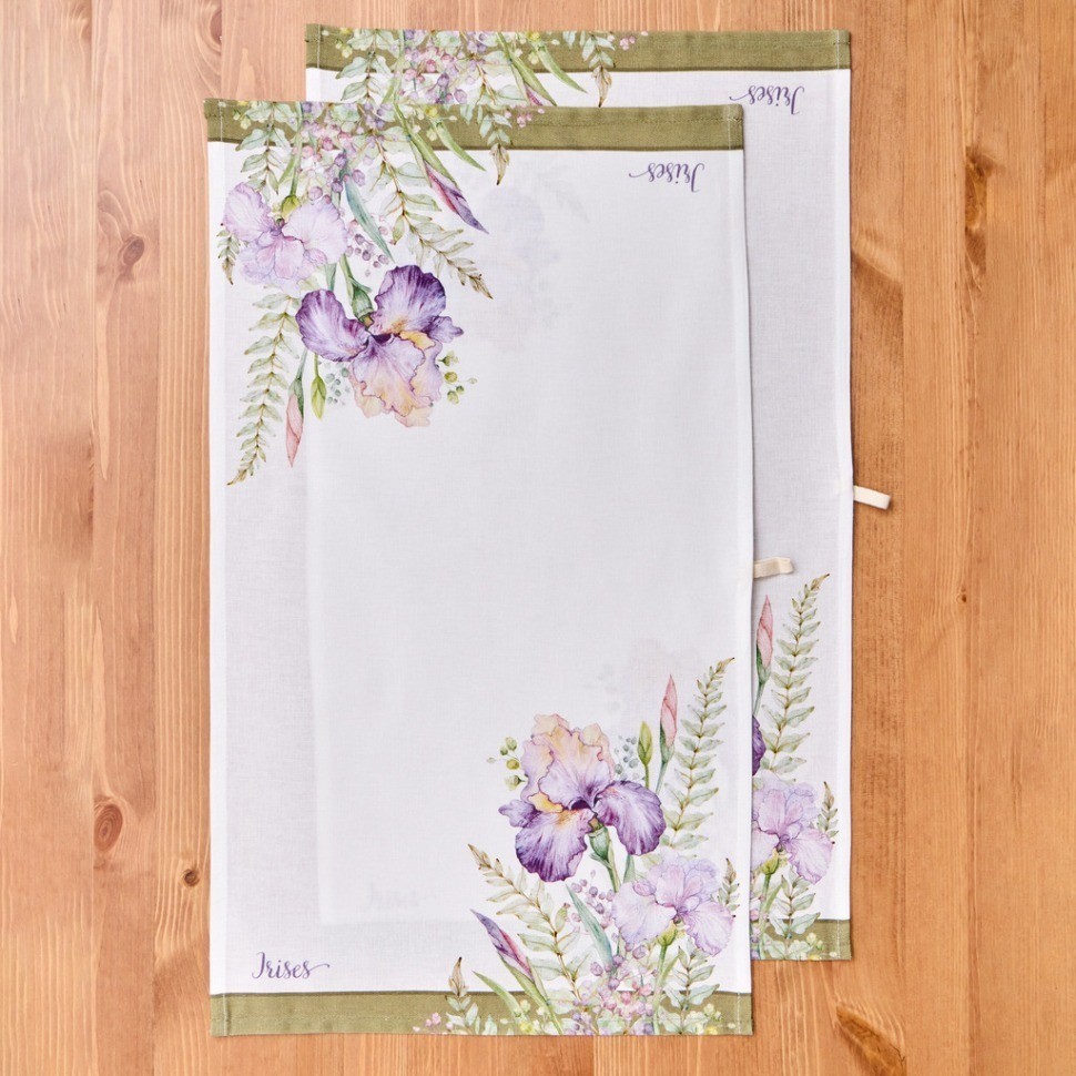 Набор полотенец из 2 шт "ирисы",40х70см, 100% хлопок,белый,,твил, SANTALINO (850-743-62)