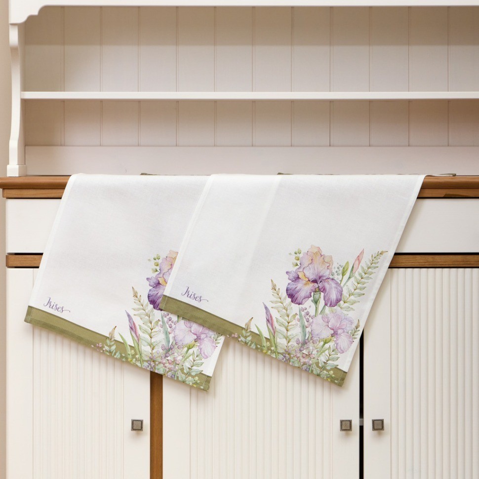 Набор полотенец из 2 шт "ирисы",40х70см, 100% хлопок,белый,,твил, SANTALINO (850-743-62)