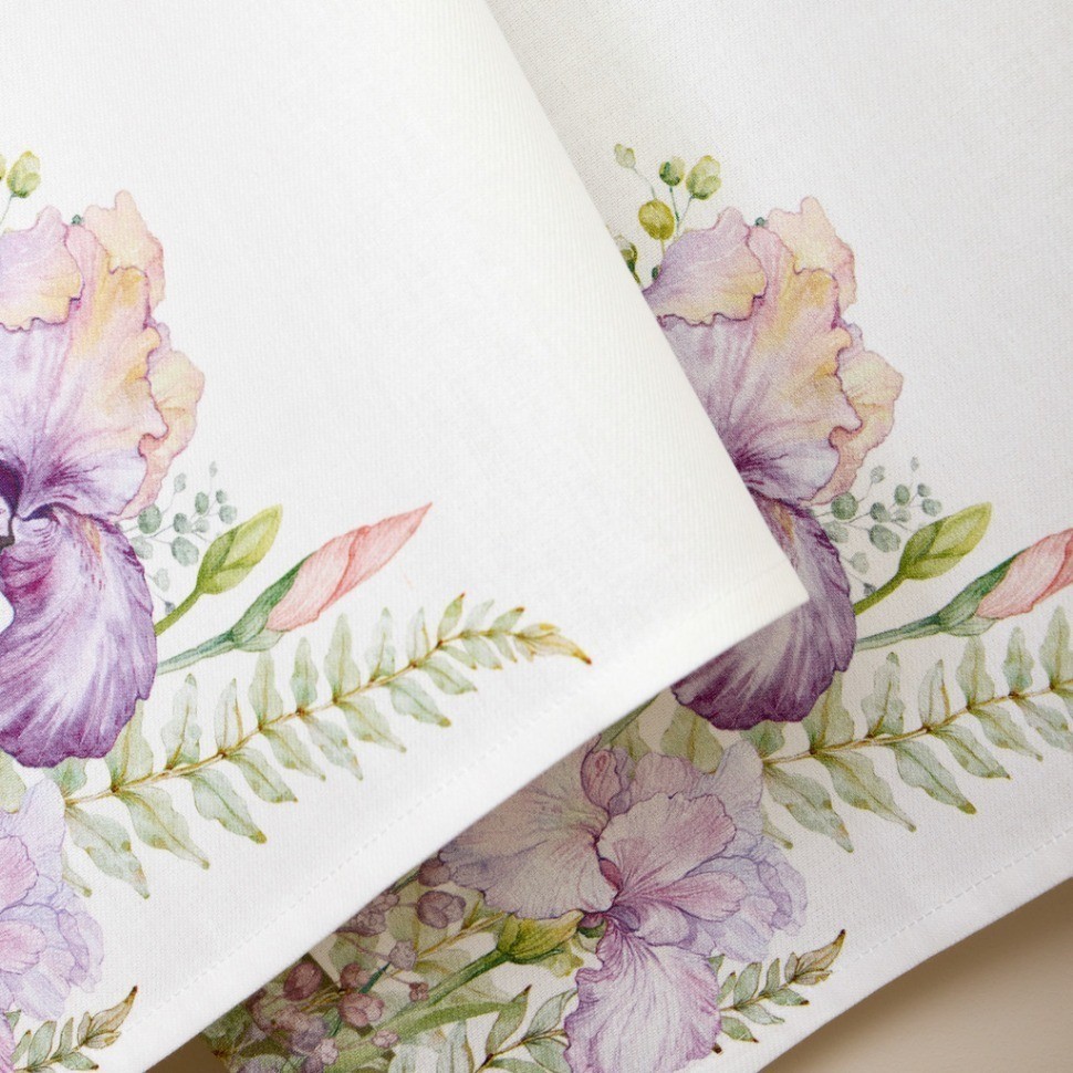 Набор полотенец из 2 шт "ирисы",40х70см, 100% хлопок,белый,,твил, SANTALINO (850-743-62)