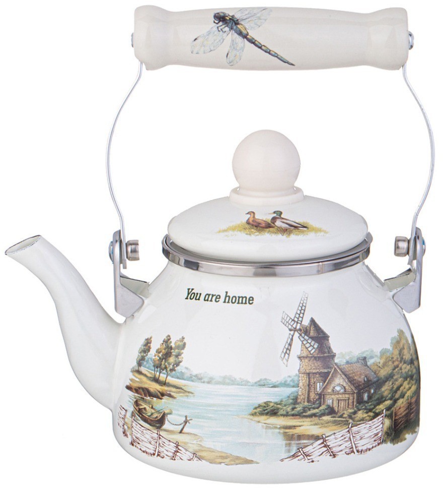 Чайник agness эмалированный со съемным фильтром из нжс серия "family house", 0,85 л (943-060)