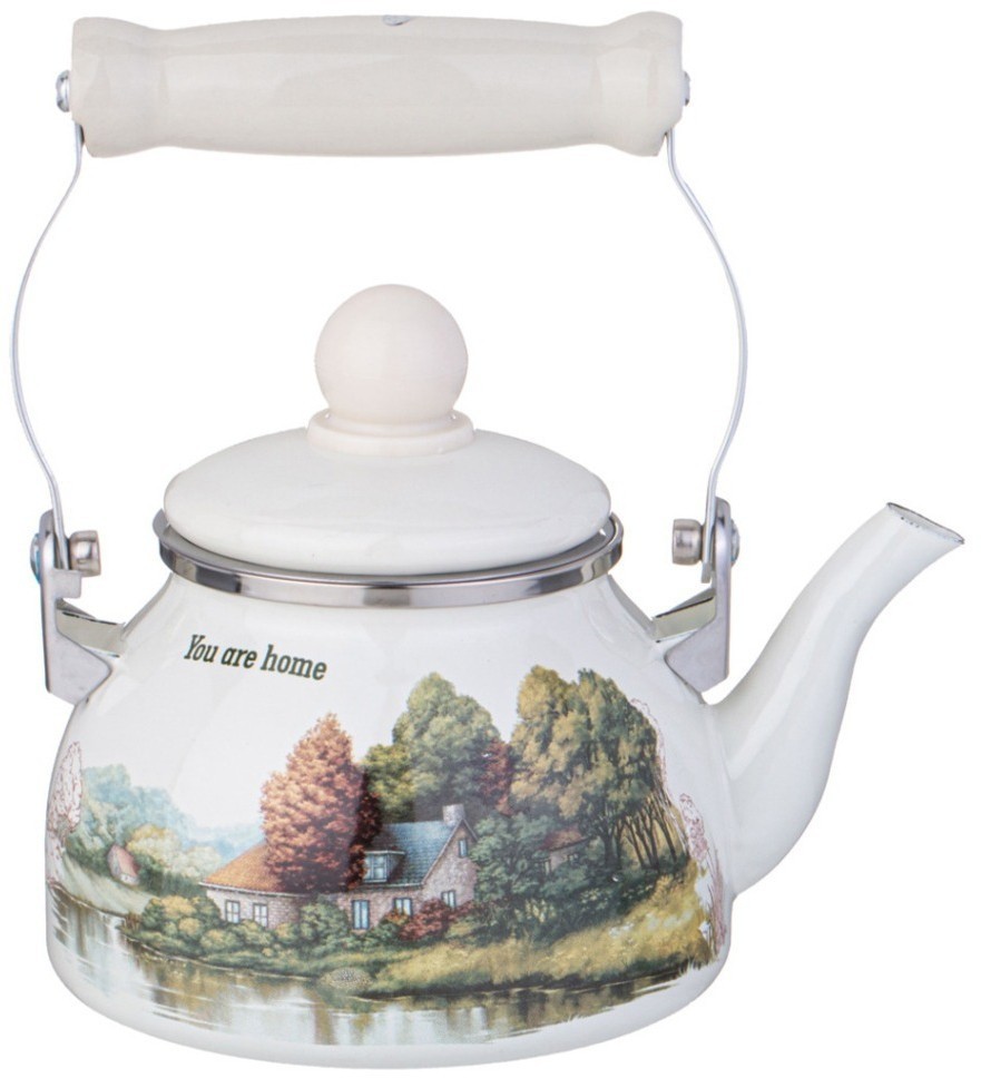Чайник agness эмалированный со съемным фильтром из нжс серия "family house", 0,85 л (943-060)
