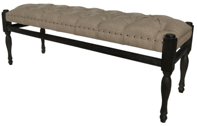 Скамья CH-365NF, каркас массив дуба, обивка лен, Cream, ROOMERS FURNITURE