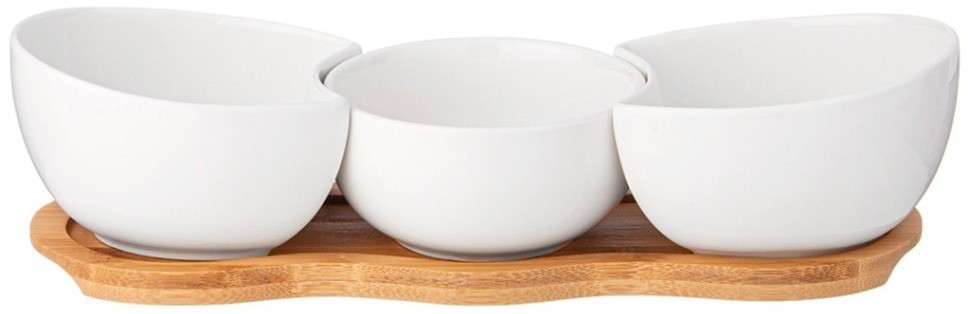 Набор салатников lefard "native" 3 шт. 250 мл на дер. подставке 29*9*1,2 см (474-223)