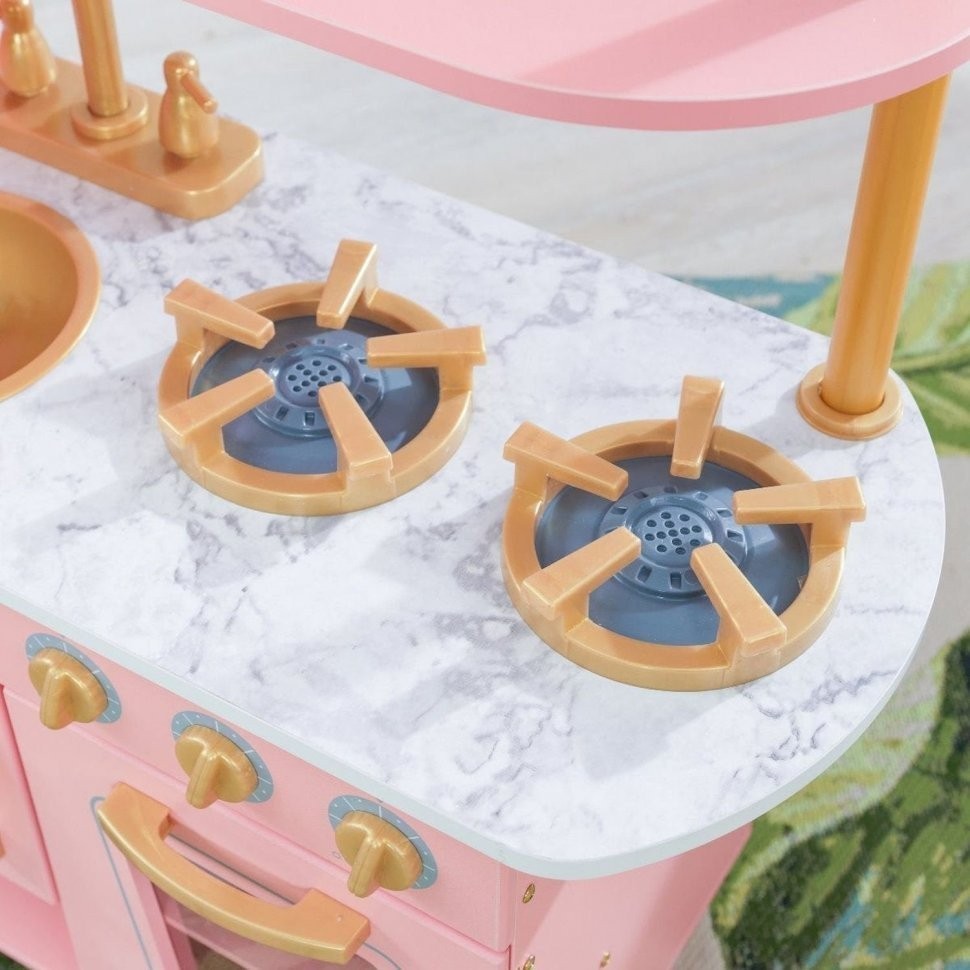 Кухня игровая Винтаж, цвет: розовый с золотом (53443_KE)