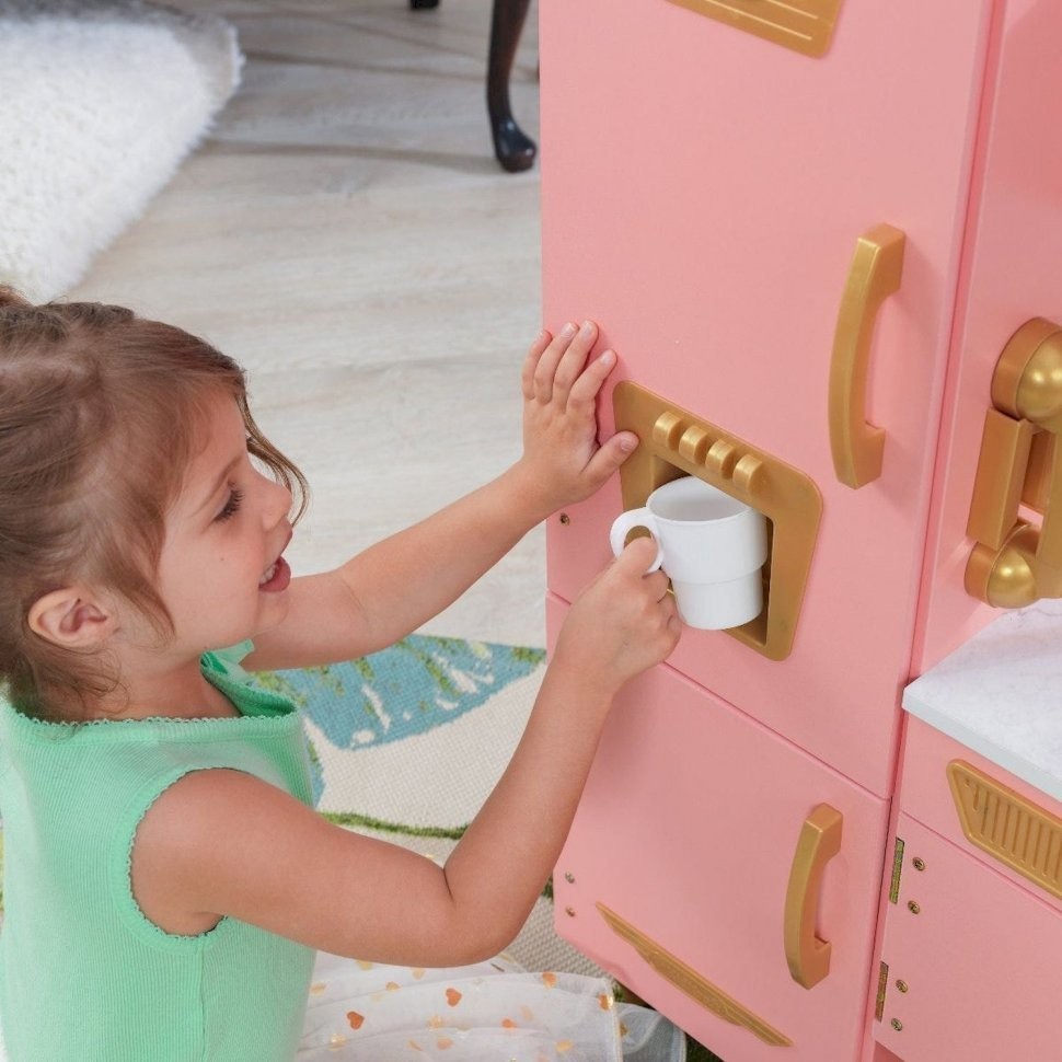 Кухня игровая Винтаж, цвет: розовый с золотом (53443_KE)