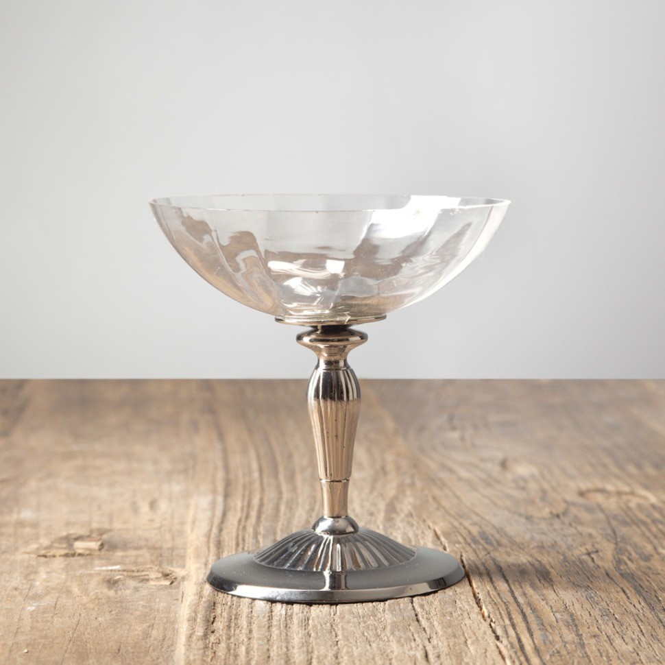 Ваза RO-5827/KN, 13,5 см, металл, стекло, chrom/clear, ROOMERS TABLEWARE