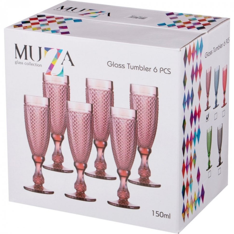 Набор бокалов для шампанского "гранат" из 6шт. серия "muza color" 150мл. / в=20 см Lefard (781-152)