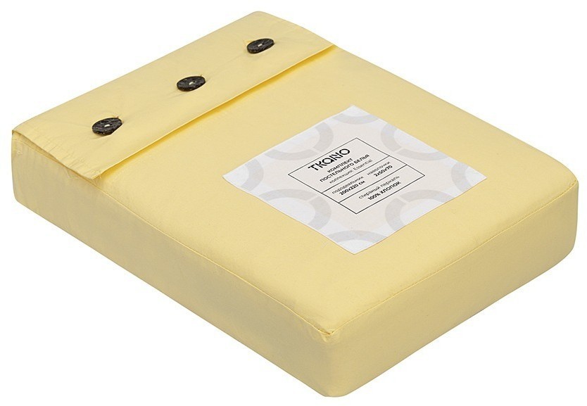 Комплект постельного белья из стираного перкаля светло-желтого цвета из коллекции essential, 200х220 см (77732)