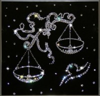 Картина Весы черные 25x25 см с кристаллами Swarovski (1359)