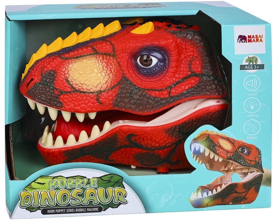 Тираннозавр (Тирекс) серии "Мир динозавров" - Игрушка на руку, генератор мыльных пузырей, красный (MM219-370)