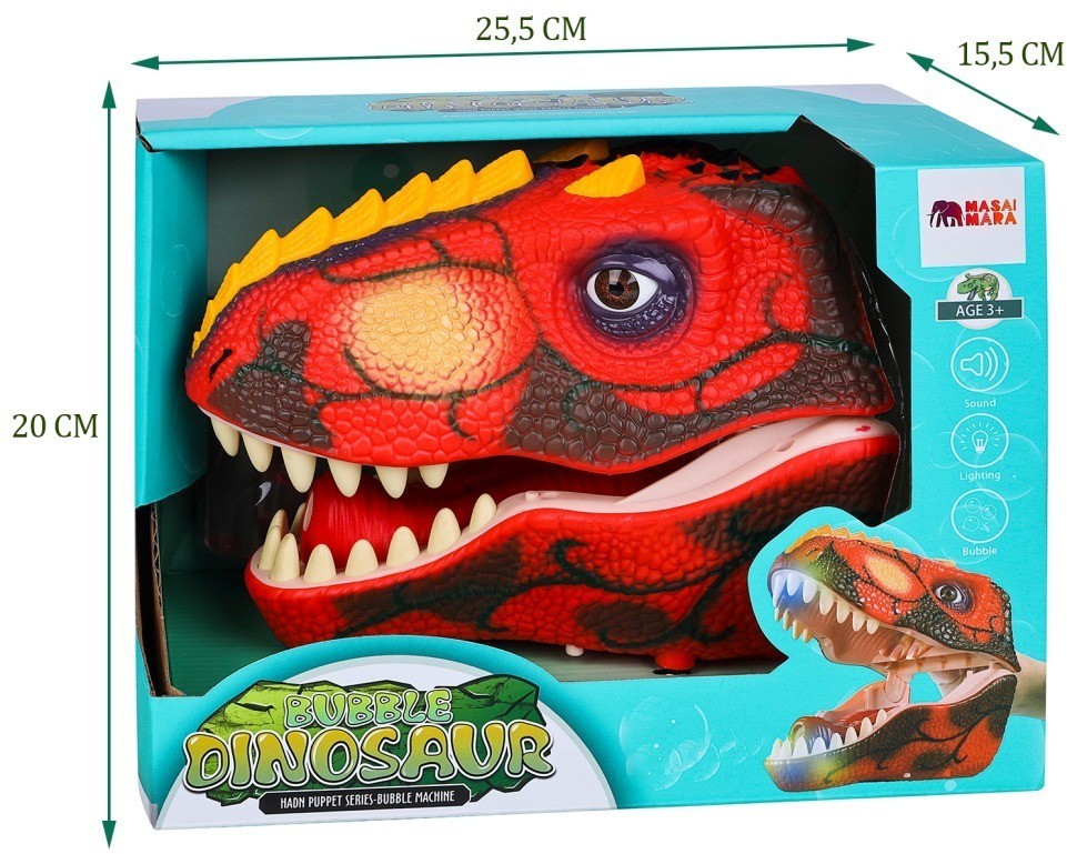 Тираннозавр (Тирекс) серии "Мир динозавров" - Игрушка на руку, генератор мыльных пузырей, красный (MM219-370)