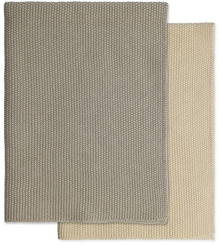 Набор из двух кухонных вязаных полотенец из коллекции essential, серое/экрю (77466)