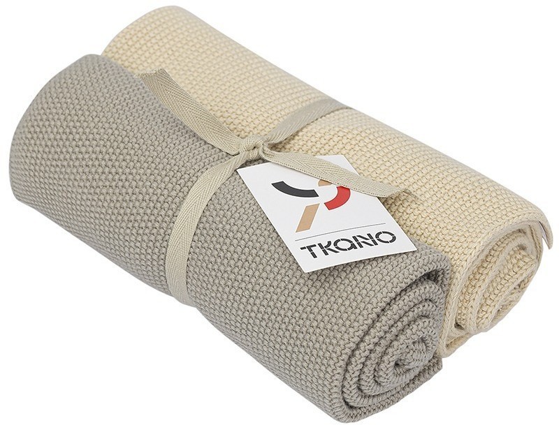 Набор из двух кухонных вязаных полотенец из коллекции essential, серое/экрю (77466)