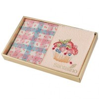 Набор полотенец из 2-х шт &quot;ягодное пироженое&quot;,50х30см, мах перс+рогожка  роз. 100% хлопок SANTALINO (850-453-99)