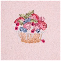 Набор полотенец из 2-х шт &quot;ягодное пироженое&quot;,50х30см, мах перс+рогожка  роз. 100% хлопок SANTALINO (850-453-99)