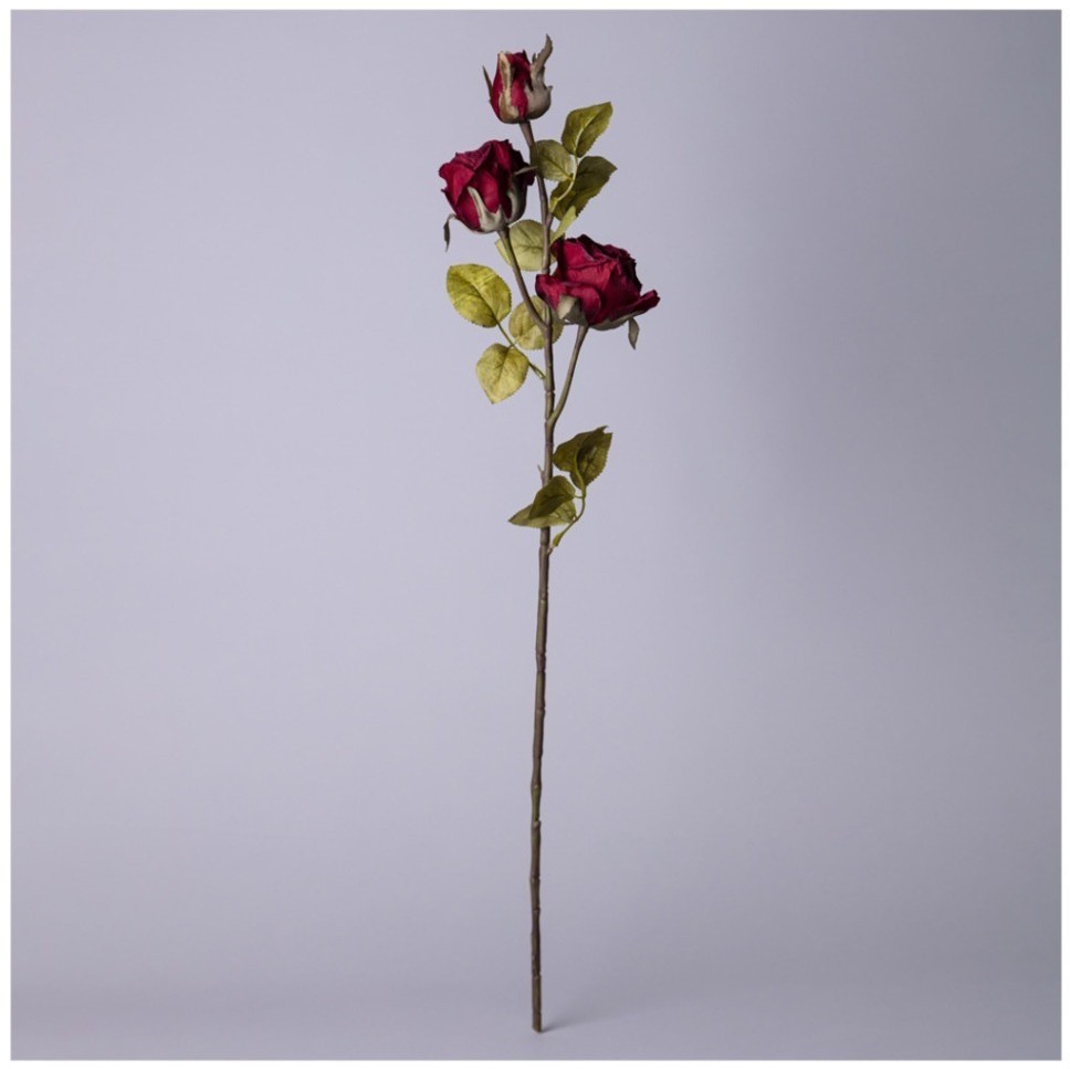 Цветок искусственный роза длина=80см , цвет бургунди Lefard (535-373)