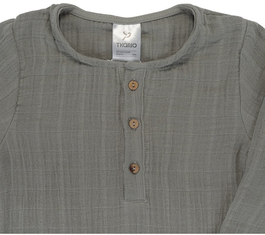 Рубашка из хлопкового муслина серого цвета из коллекции essential 12-18m (69632)