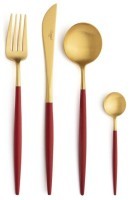 Набор столовых приборов 24 предмета GO.024RGB, нержавеющая сталь 18/10, композитный материал, red, gold, CUTIPOL