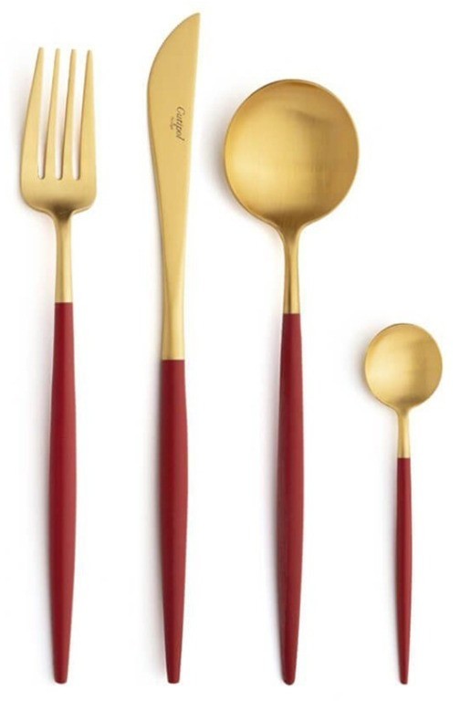 Набор столовых приборов 24 предмета GO.024RGB, нержавеющая сталь 18/10, композитный материал, red, gold, CUTIPOL