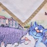 Набор салфеток из 2-х шт  "синие коты. лаванда",40х40см, 100% хлопок,твил, беж SANTALINO (850-718-82)