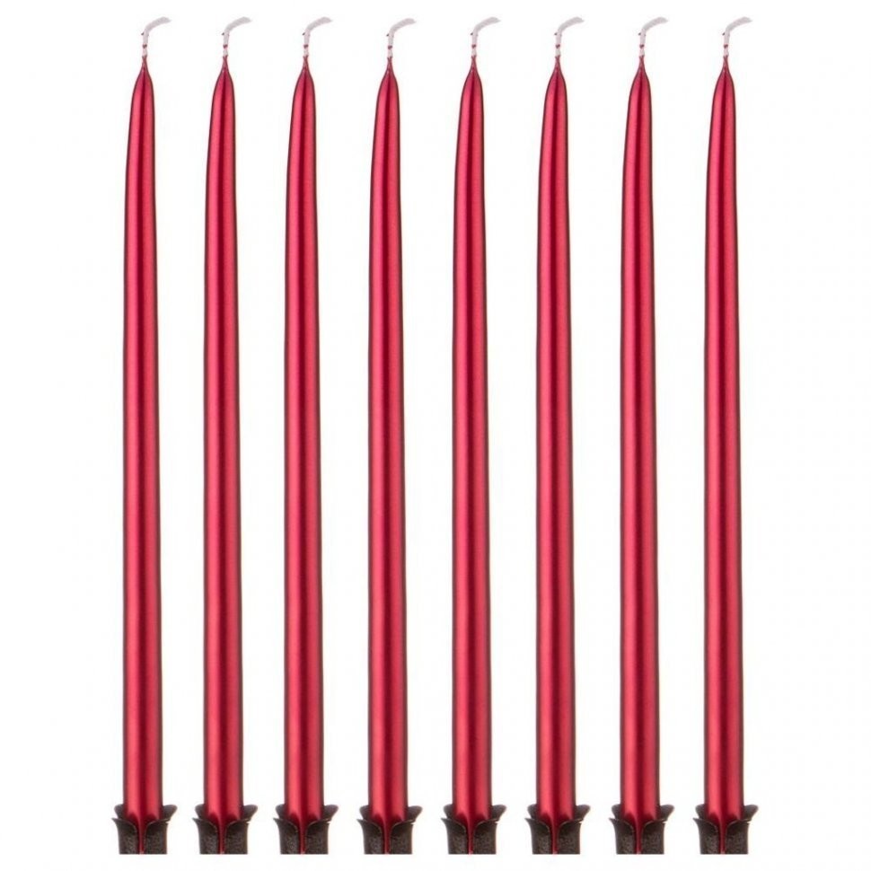 Набор свечей из 8 шт. 23/1 см. металлик красный Adpal (348-625)