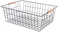Корзина с деревянными ручками черная 42*30.5*15.5 см Agness (917-126)