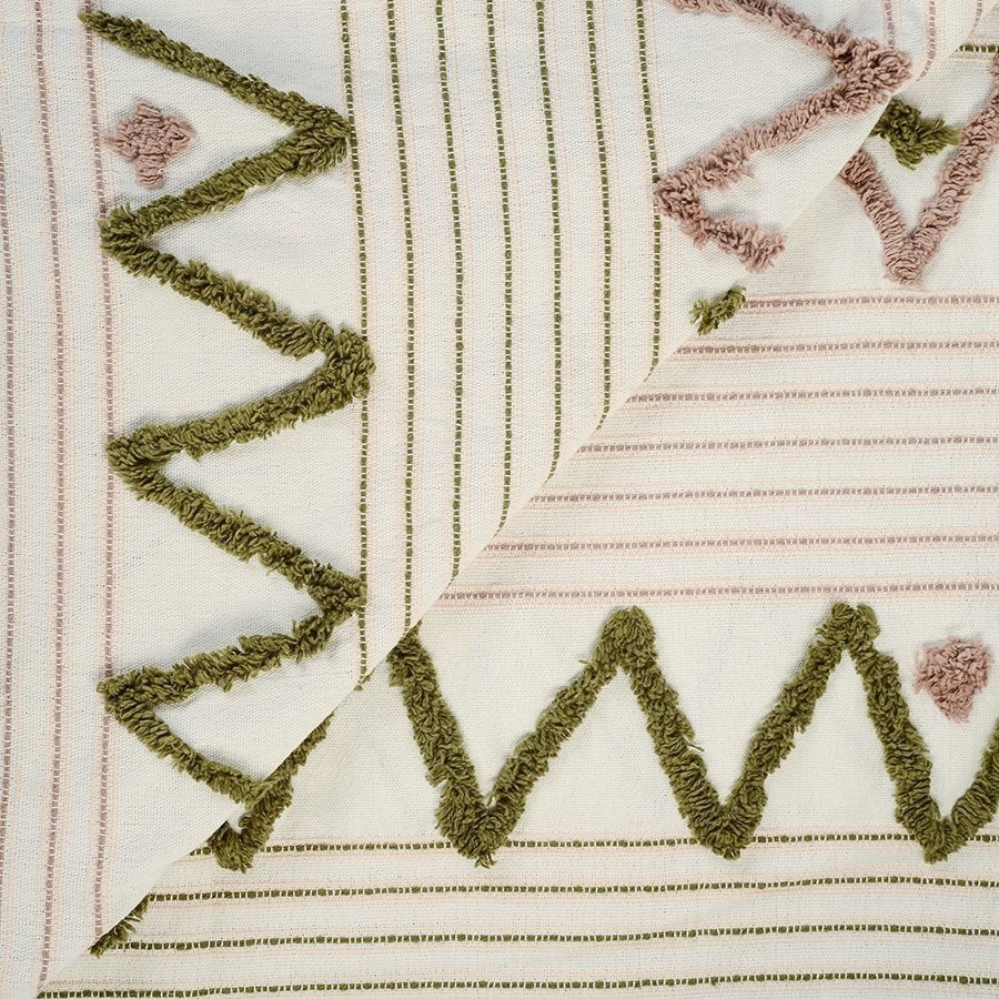 Покрывало из хлопка с бахромой оливкового цвета из коллекции ethnic, 180х250 см (66477)