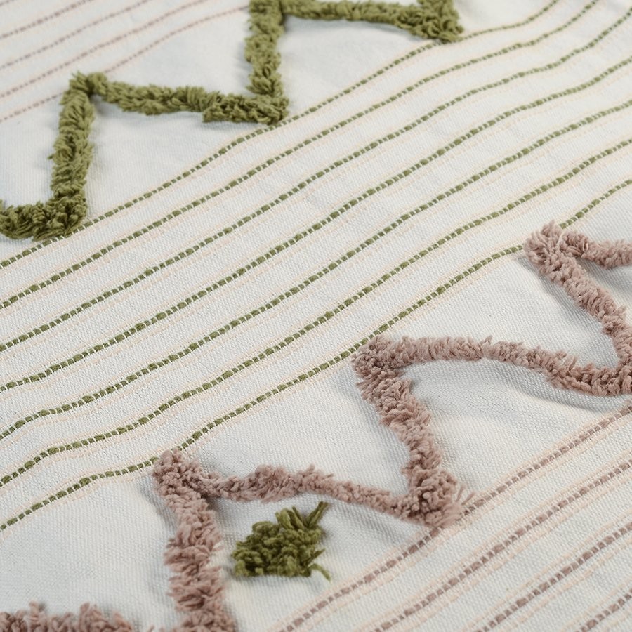 Покрывало из хлопка с бахромой оливкового цвета из коллекции ethnic, 180х250 см (66477)