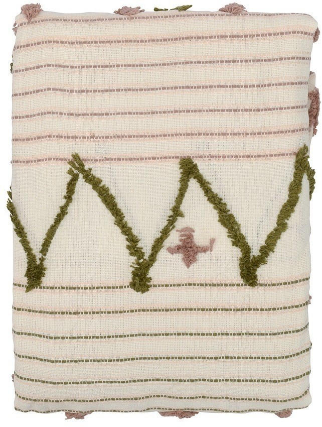 Покрывало из хлопка с бахромой оливкового цвета из коллекции ethnic, 180х250 см (66477)