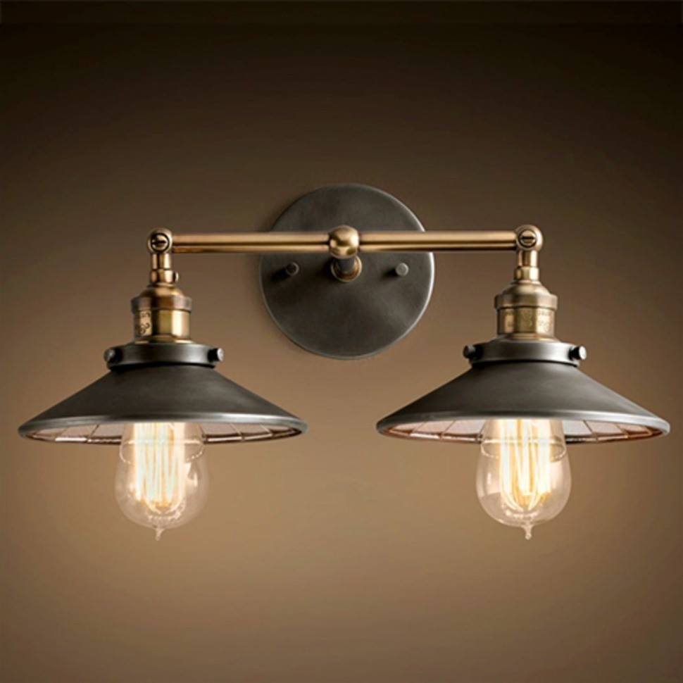 Бра Скон Дабл DTL9105-M, металл, Gold, black finish, RESTORATION HARDWARE