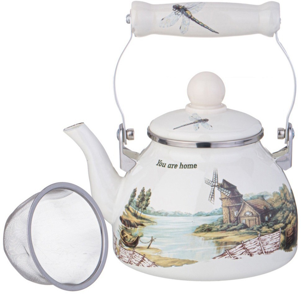 Чайник agness эмалированный со съемным фильтром из нжс серия "family house", 1,1 л (943-061)