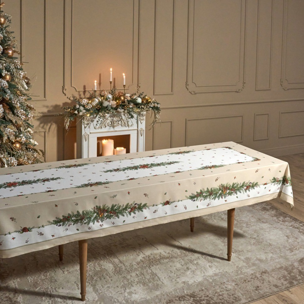 Скатерть "celebration" 140х400см ,бежевый,100% хлопок с пропиткой,твил Lefard (850-734-29)