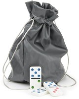 Домино с цветными точками в сером мешочке из кожзама (9 точек) (31912)