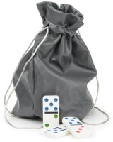 Домино с цветными точками в сером мешочке из кожзама (9 точек) (31912)