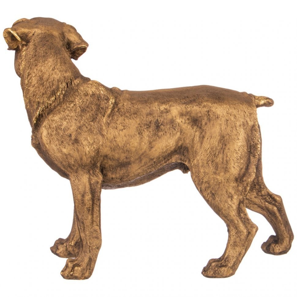 Фигурка декоративная "собака ротвейлер большой стоит" h-37см цвет: бронза с позолотой Lefard (169-887)