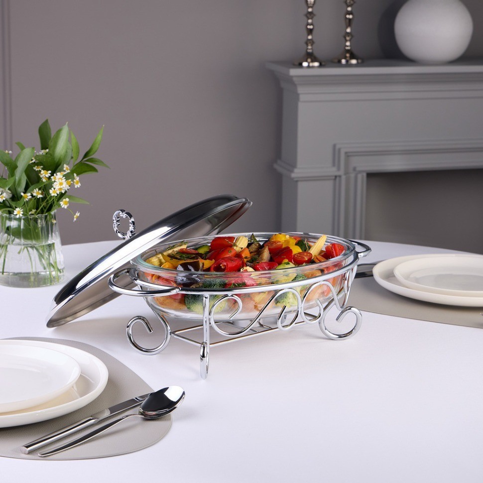 Мармит agness  овальный silver 2,4l (781-500)