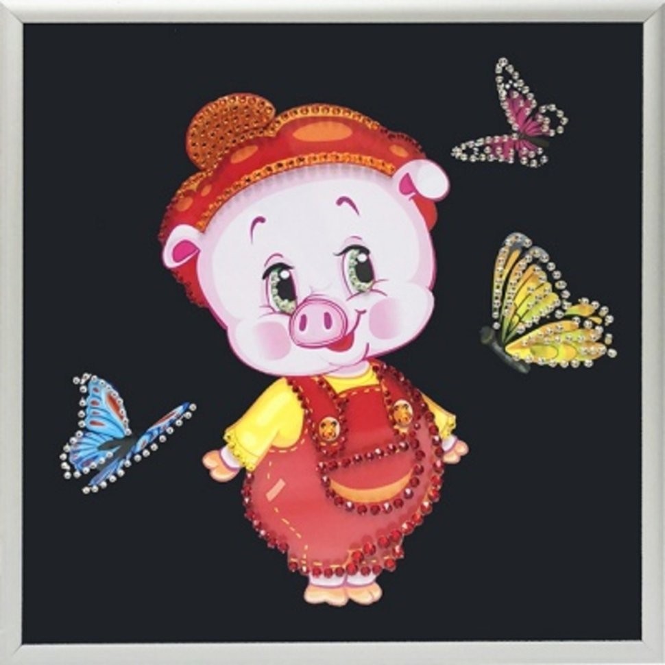 Картина Символ года Хрюшка с кристаллами Swarovski (2179)