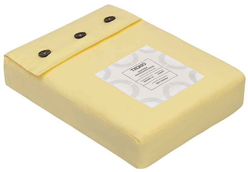 Комплект постельного белья из стираного перкаля светло-желтого цвета из коллекции essential, 150х200 см (77731)