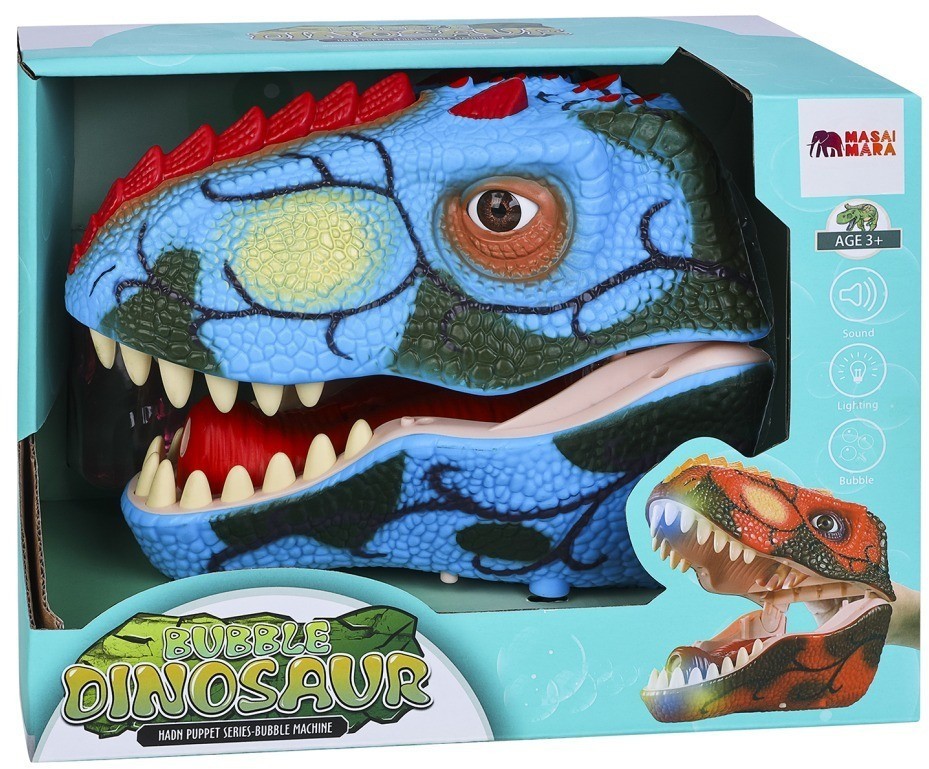 Тираннозавр (Тирекс) серии "Мир динозавров" - Игрушка на руку, генератор мыльных пузырей, синий (MM219-371)
