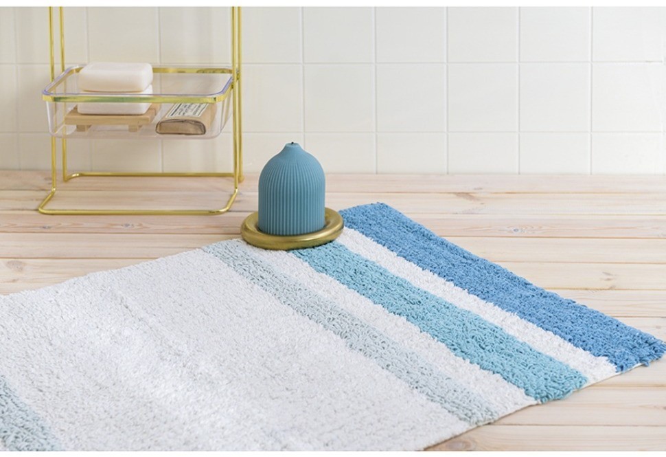 Коврик для ванной из хлопка с синей полоской коллекции essential, 50х80 см (74409)