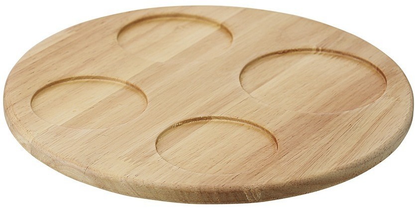 Менажница soft ripples, dual glazing, на деревянной подставке, 4 чаши (77704)