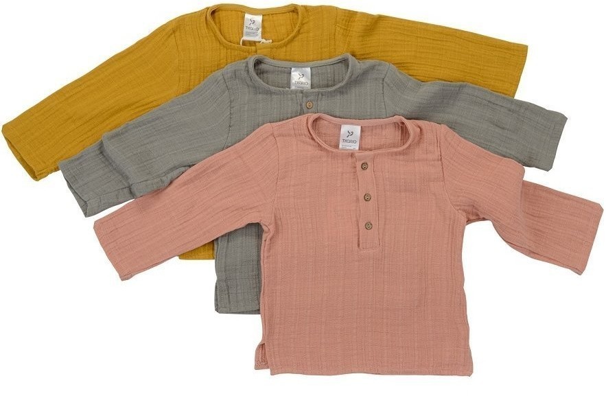 Рубашка из хлопкового муслина горчичного цвета из коллекции essential 24-36m (69629)