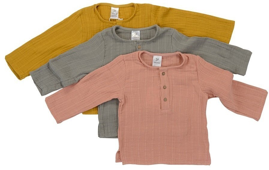 Рубашка из хлопкового муслина горчичного цвета из коллекции essential 24-36m (69629)