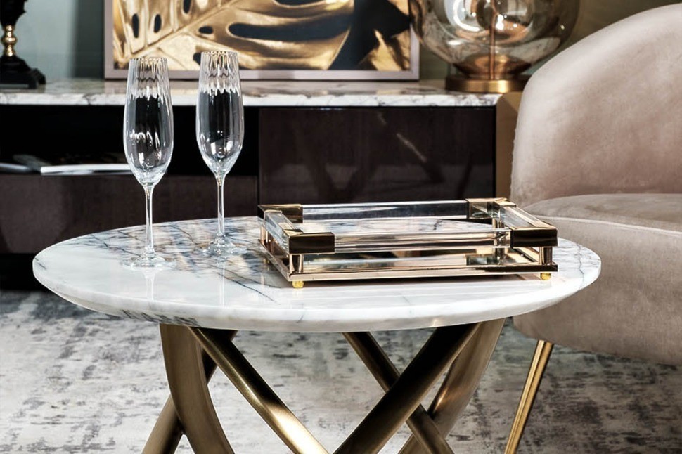 Поднос декоративный зеркальное основание, цвет золото 40*30*5см (TT-00008786)