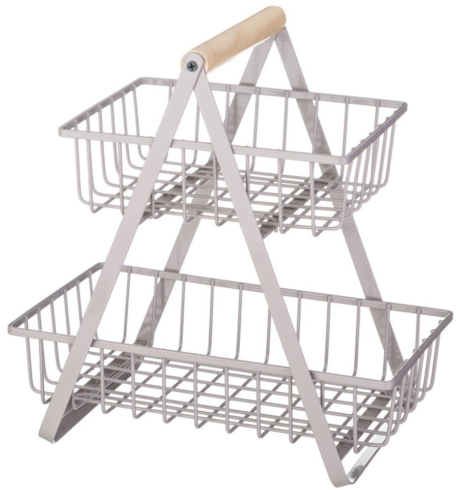 Корзина для фруктов с деревянной ручкой  27.5*17.5*29 см Agness (917-123)