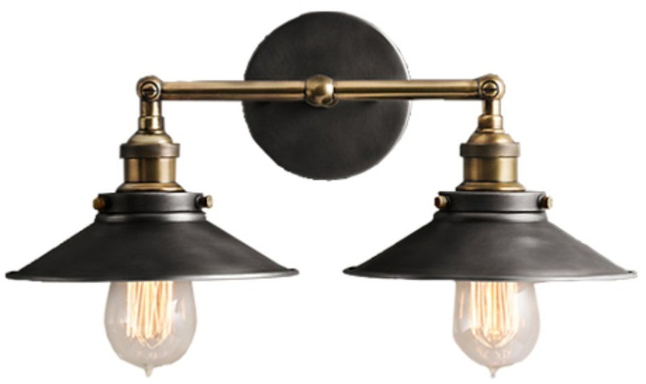 Бра Скон Дабл DTL9105, металл, Gold, black finish, RESTORATION HARDWARE