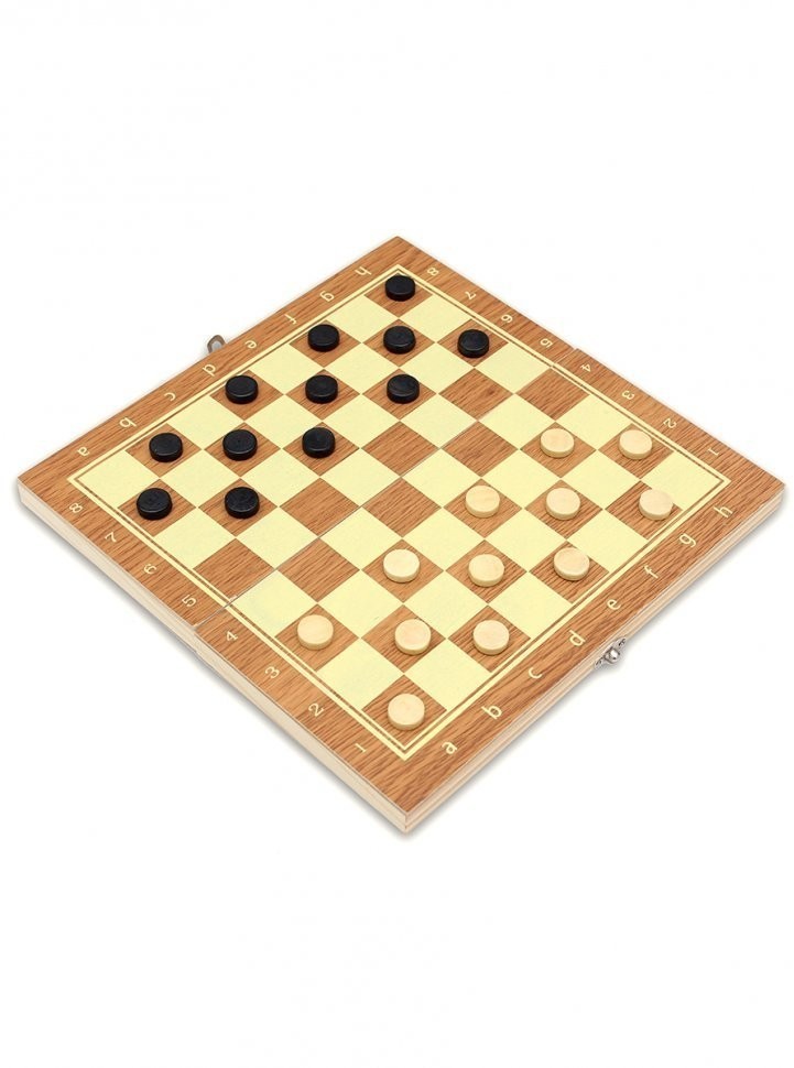 Шахматы, нарды, шашки деревянные 3 в 1 (поле 24 см) фигуры из пластика (44877)