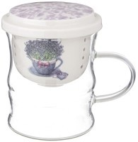 Кружка стеклянная с фарфоровым ситом 420 мл Lefard (87-310)