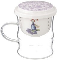 Кружка стеклянная с фарфоровым ситом 420 мл Lefard (87-310)