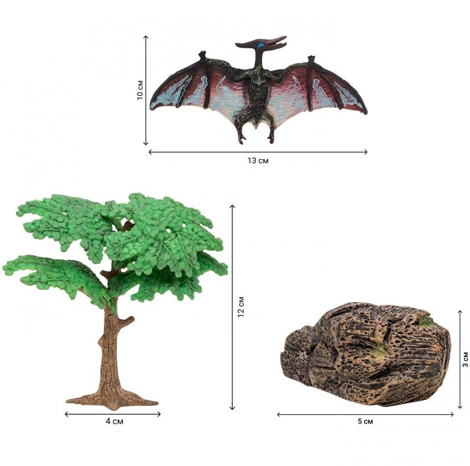 Динозавры и драконы для детей серии "Мир динозавров": птеродактиль, трицератопс, брахиозавр, тираннозавр, стегозавр (набор фигурок из 7 предметов) (MM206-015)